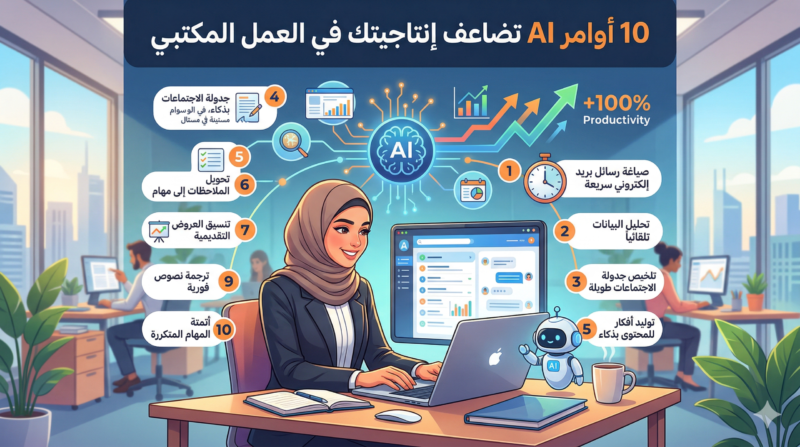 10 أوامر AI تضاعف إنتاجيتك في العمل المكتبي