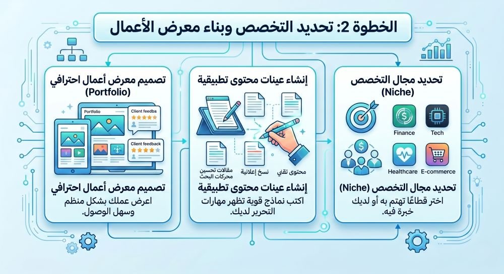 الخطوة الثانية: تحديد التخصص وبناء معرض الأعمال